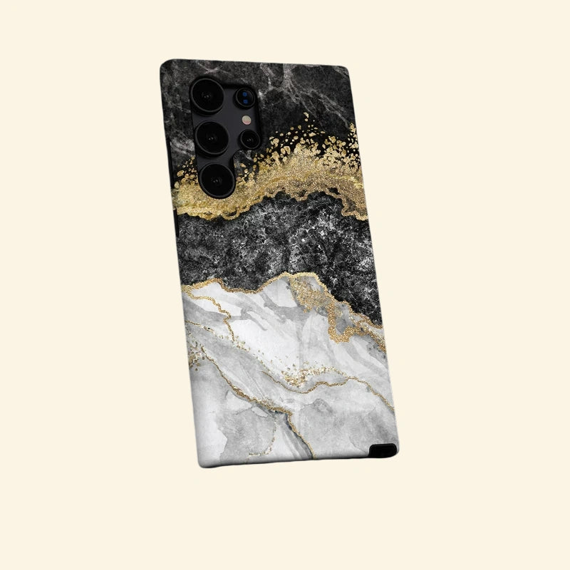 Gold Vein Obsidian Marble Case for Samsung Galaxy S Series — angled view