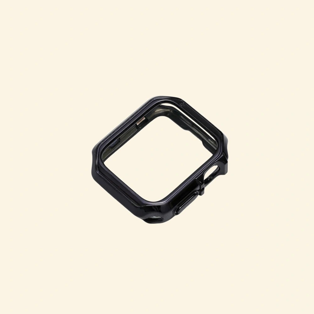 Glossy Onyx Black Rivet Case for Apple Watch — Specimen No. 10541 - Carapace StudioApple Watch CaseCarapace StudioCarapace StudioCS-10541-ONYX-RVT-AW-1Apple Watch Ultra 3 (49mm)Glossy Onyx Black Rivet Apple Watch Case — full frame floating view showing rivet corner details, Specimen No. 10541