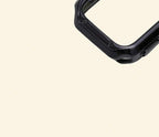 Glossy Onyx Black Rivet Case for Apple Watch — Specimen No. 10541 - Carapace StudioApple Watch CaseCarapace StudioCarapace StudioCS-10541-ONYX-RVT-AW-1Apple Watch Ultra 3 (49mm)Glossy Onyx Black Rivet Apple Watch Case — bottom corner rivet and button cutout detail, Specimen No. 10541