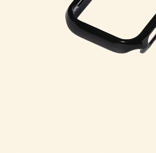 Glossy Onyx Black Apple Watch Case — bottom corner detail, Specimen No. 10536