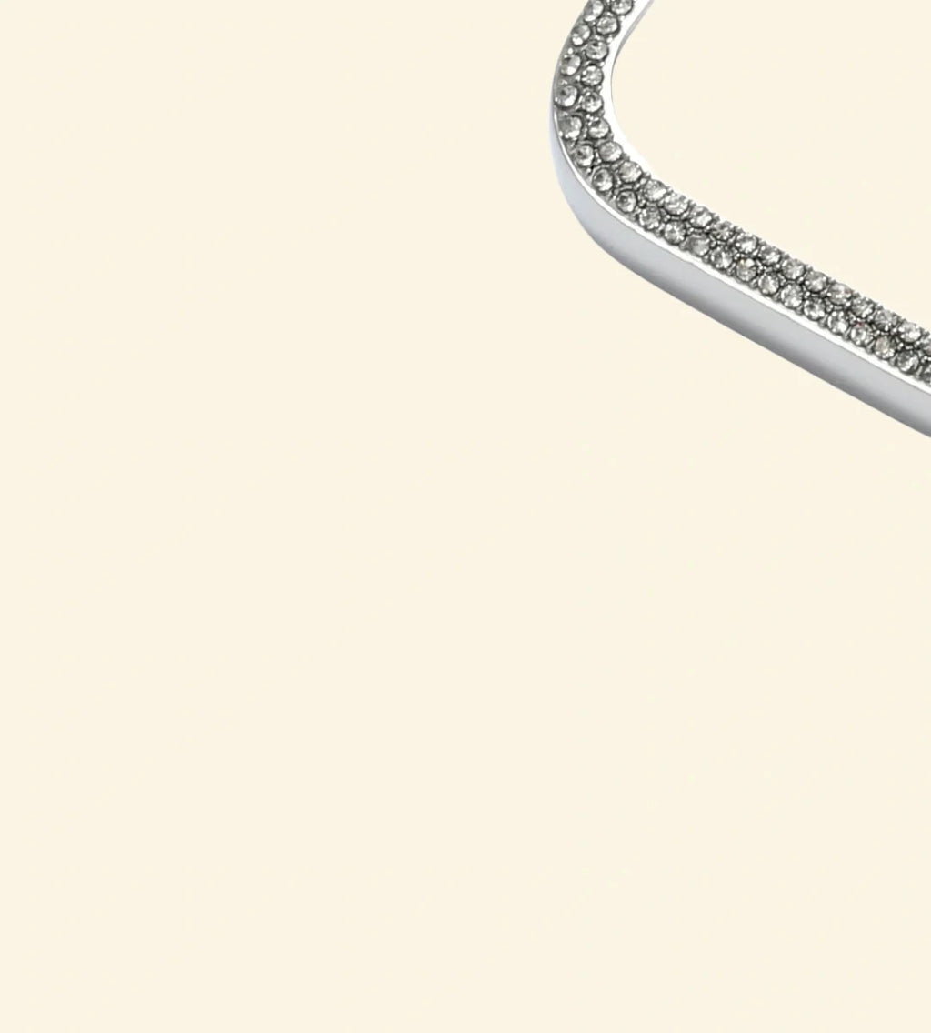 Silver Double-Row Crystal Case for Apple Watch - Carapace StudioApple Watch AccessoriesCarapace StudioCarapace StudioCS-10535-SILVER-PAVE-1Apple Watch Ultra 3 (49mm)Silver Double-Row Crystal Pavé Apple Watch Case — top corner close-up