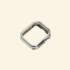 Polished Chrome Silver Rivet Apple Watch Case — full frame floating view, Specimen No. 10545