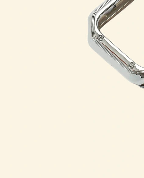 Polished Chrome Silver Rivet Apple Watch Case — bottom corner rivet accent detail, Specimen No. 10545