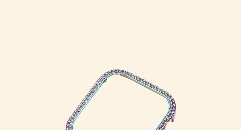 Rainbow Titanium Double-Row Crystal Case for Apple Watch - Carapace StudioApple Watch AccessoriesCarapace StudioCarapace StudioCS-10534-RAINBOW-PAVE-1Apple Watch Ultra 3 (49mm)Rainbow Titanium Double-Row Crystal Pavé Apple Watch Case — top arc detail