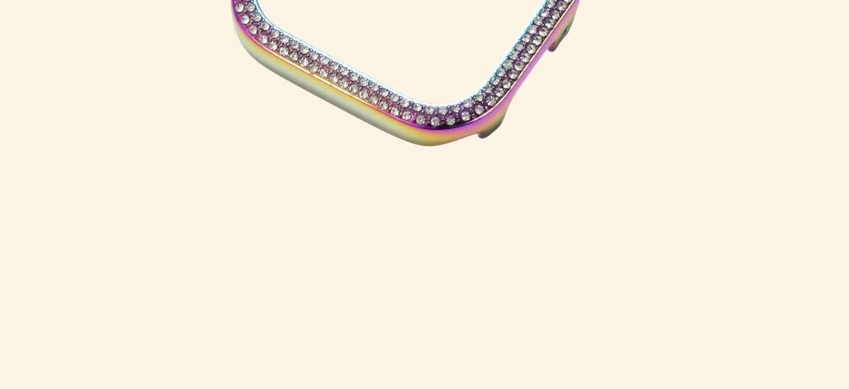 Rainbow Titanium Double-Row Crystal Case for Apple Watch - Carapace StudioApple Watch AccessoriesCarapace StudioCarapace StudioCS-10534-RAINBOW-PAVE-1Apple Watch Ultra 3 (49mm)Rainbow Titanium Double-Row Crystal Pavé Apple Watch Case — bottom corner detail