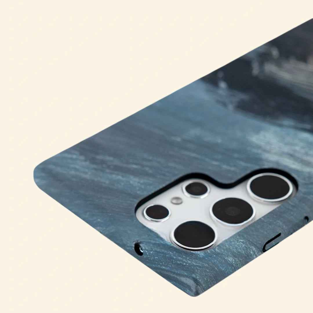 Slate Blue Wave & Ridge Case for Samsung Galaxy S Series — close-up camera cutout detail