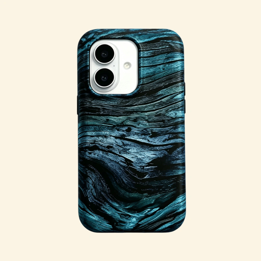 The Ancient Sediment – Petrified Teal Dark Wood Fine Art iPhone Case