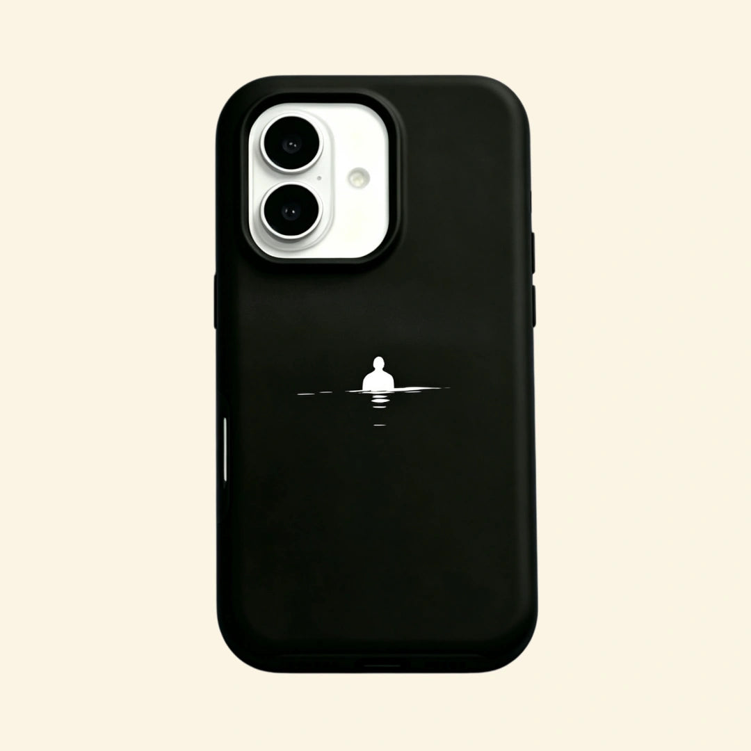 The Silent Void – Solitary Figure in Dark Waters iPhone Case