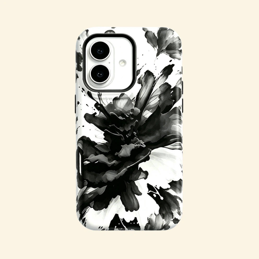 The Ink Flower – Abstract Black Ink & Smoke Bloom iPhone Case