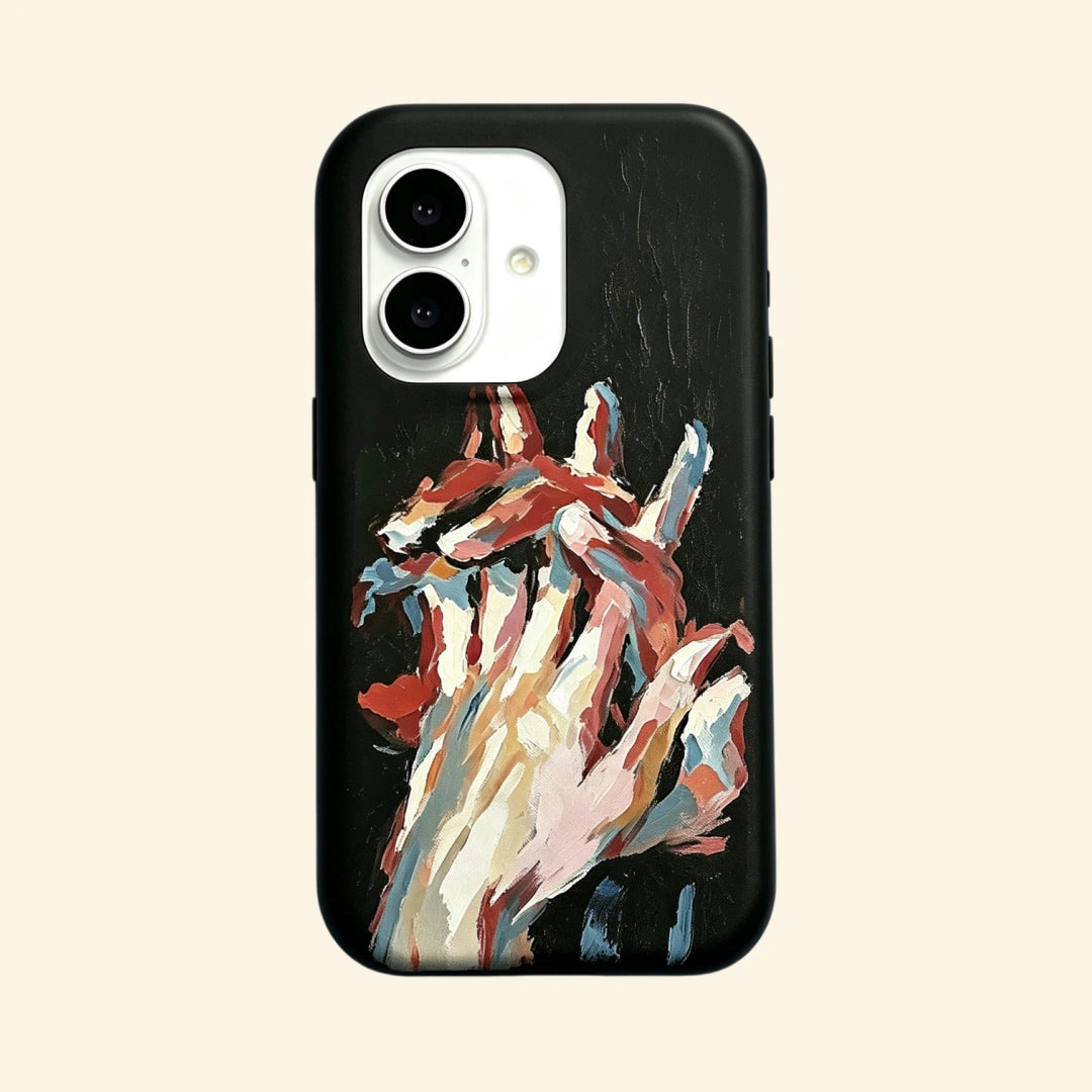 The Silent Touch – Intertwined Hands Oil Painting Fine Art iPhone Case
