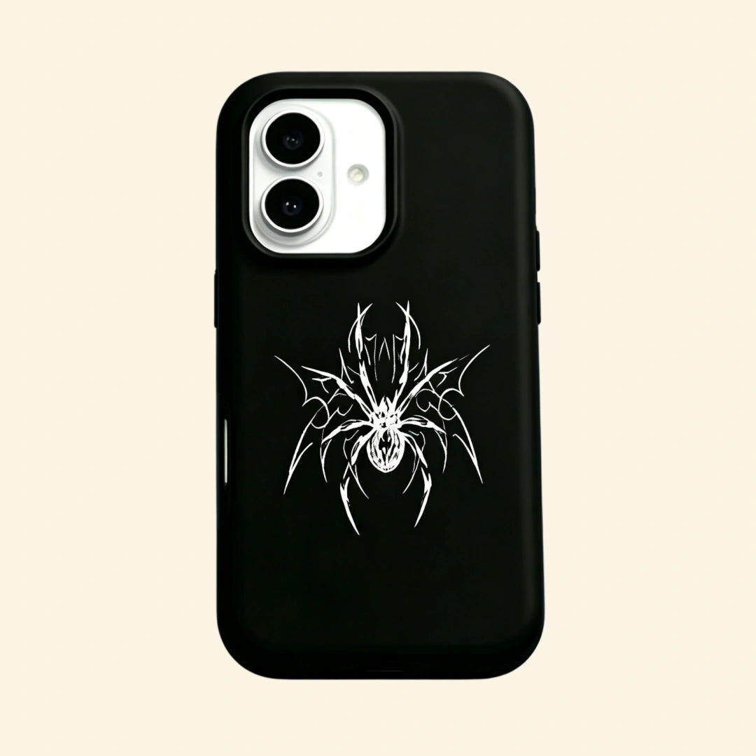 The Silver Arachnid – Cyber Sigilism Tribal Spider Fine Art iPhone Case